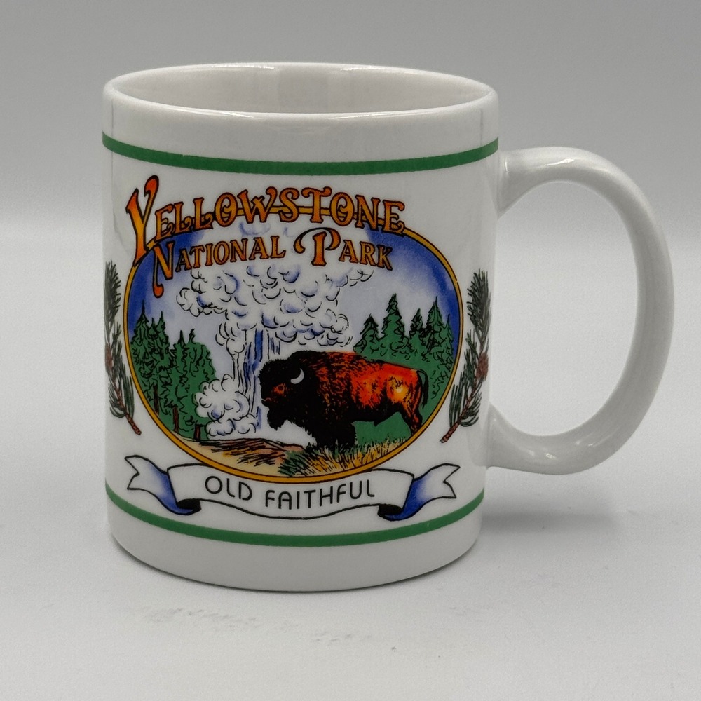 Yellowstone National Park Souvenir Mug Old Faithful Lower Falls Bison Moose Cup